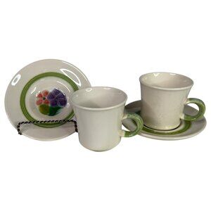 2 Franciscan Floral Cup & Saucer Sets Pink Purple Flowers 70s Vintage